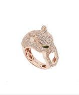 Pori 18k Rose Gold Plated Sterling Silver Panther Cz Ring