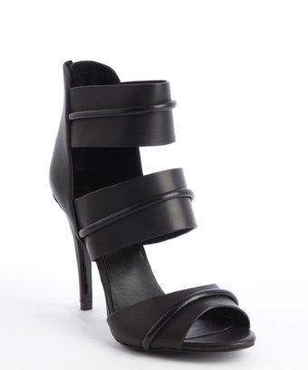 Jay Adoni Black Leather Strappy 'calla' Heel Sandals