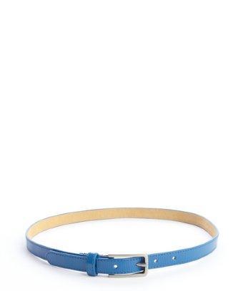Fashion Focus Blue Leather Textured Skinny Belt