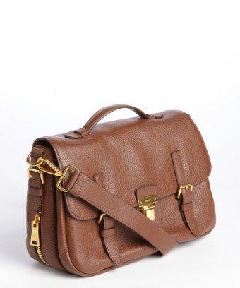 Prada Light Brown Grained Leather Crossbody Satchel