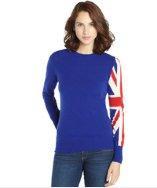C3 Collection Blue And Red Cashmere 'union Jack' Crewneck Sweater