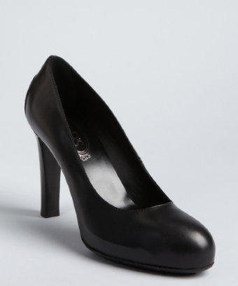 Tod's Black Supple Leather Round Toe Stacked Heel Pumps