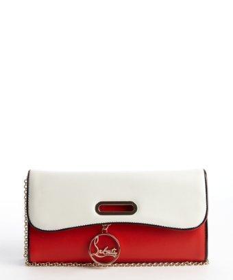 Christian Louboutin White And Red Leather Convertible 'riviera' Clutch