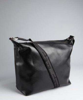 Salvatore Ferragamo Black Leather 'boston' Large Crossbody Tote