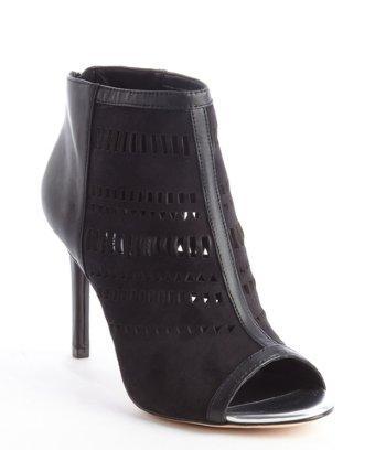 Charles By Charles David Black Leather And Suede Open Toe Cutout 'imply' Booties