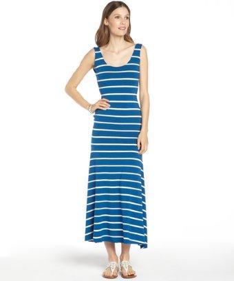 Nadia Tarr Blue Stripe Stretch Jersey Tank Mermaid Dress