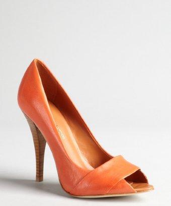Rebecca Minkoff Mango Leather Peep-toe Wooden Heel 'elisavette' Pumps