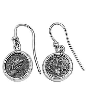 1884 Jewelry 1884 - Legacy Sterling Silver Wire Earrings W/ Ottaviano Coins