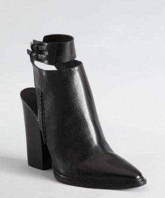 Alexander Wang Black Leather Cuffed Cutout Heel 'dasha' Ankle Boots