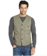 3rd & Army Light Taupe Cotton Chevron Print 5 Button 'fiery' Vest