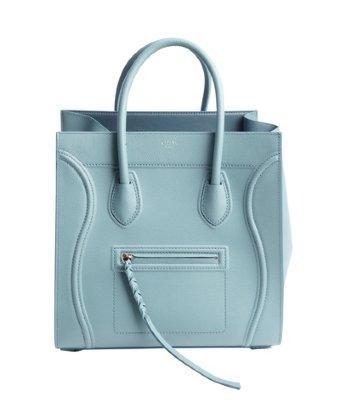 Celine Sky Blue Leather 'phantom' Luggage Top Handle Square Tote