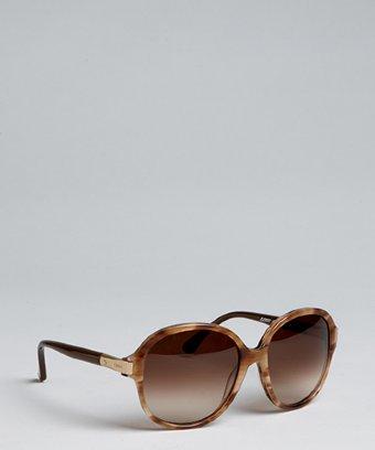 Chloe Brown Horn Acrylic Round Oversize Sunglasses