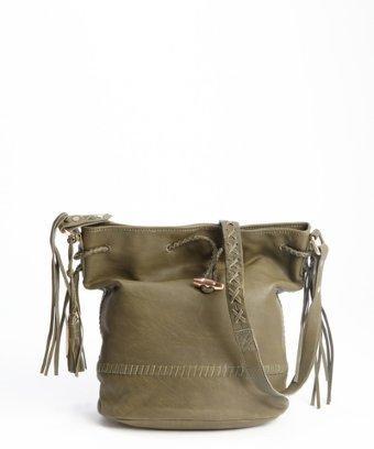 Joie Moss Green Leather 'mabel' Crossbody Bucket Bag