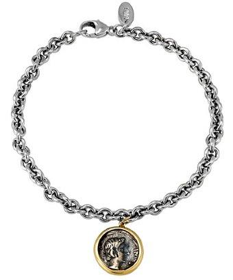 1884 Jewelry 1884 - Appia 18k Yellow Gold And Sterling Silver Charm Bracelet W/1 Ottaviano Coin