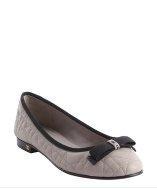 Christian Dior Grey Quilted Leather Bow Detail Ballet Flats