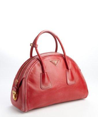 Prada Red Leather 'vitello Vintage' Bowler Bag