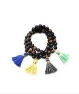 Gold & Gray Jewelry Dark Wood Tassel Bracelet
