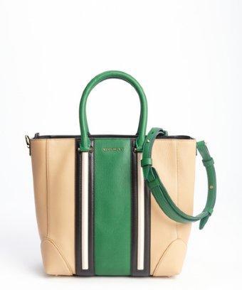 Givenchy Beige And Green Striped Convertible Tote Bag