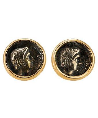 1884 Jewelry 1884 - Appia 18k Yellow Gold Stud Earrings W/1 Ottaviano Coin