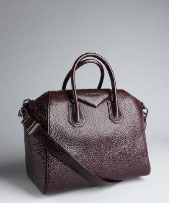 Givenchy Burgundy Pebbled Leather 'antigona' Crossbody Large Satchel