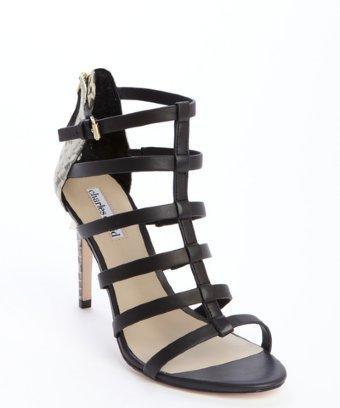 Charles By Charles David Black And White Croc Embossed Leather Caged 'idealize' Heel Sandals
