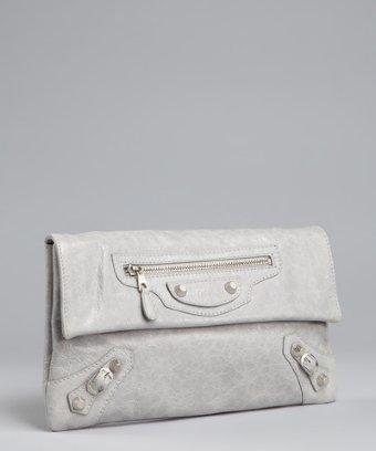 Balenciaga grey textured leather envelope clutch