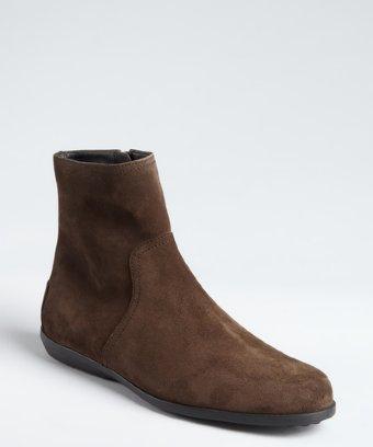 Tod's Ebony Suede Side Zip Ankle Boots
