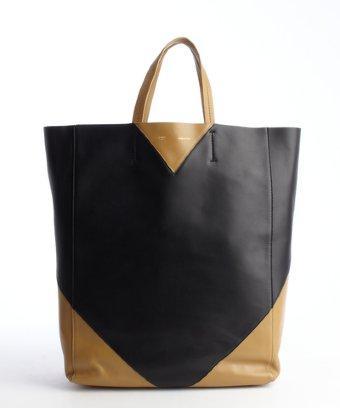 Celine Black And Camel Colorblock Leather Tote Bag
