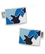 Ravi Ratan Palladium Sky Blue Camo Cufflinks