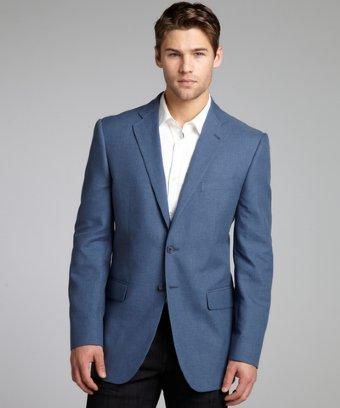 Joseph Abboud Blue Stretch Cotton Two Button Blazer