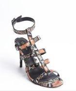 Charles By Charles David Brown And Black Snake Embossed Leather Heel Sandals