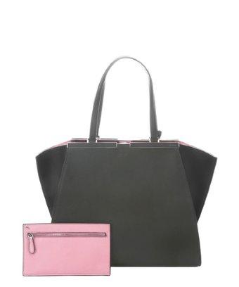 Fendi Pre-owned: Green And Black Leather '3jours' Trapeze Bag