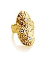 Belcho Textured Oval With Three Cz's Ring