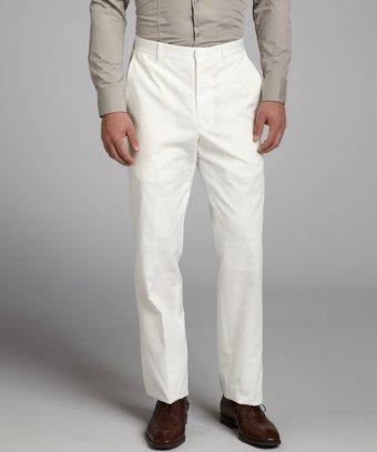 Joseph Abboud White Cotton Straight Leg Trousers