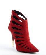 Giuseppe Zanotti Red Suede Cutout Detail Pointed Toe Heel Booties