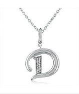 Amanda Rose Collection Diamond Initial D Pendant In Sterling Silver