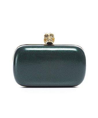 Alexander Mcqueen Pre-owned Alexander Mcqueen Sparkle Patent Leather Skull Box Clutch