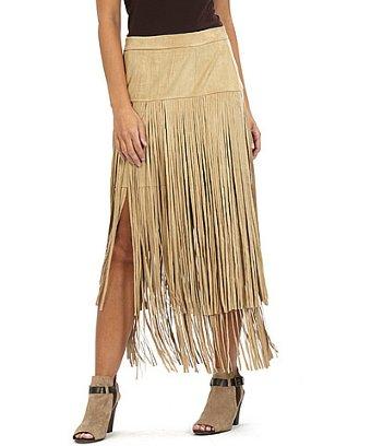 Patchington Camel Fringe Skirt