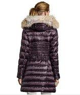 Dl2 By Dawn Levy Eggplant Quilted 'alicia' Fur Trim Hooded Down Coat