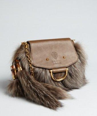 Gucci Brown Natural Raccoon Fur 'smilla' Shoulder Bag