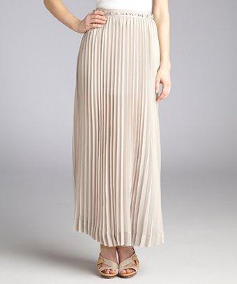 robbi & nikki raw pleated chiffon sheer maxi skirt