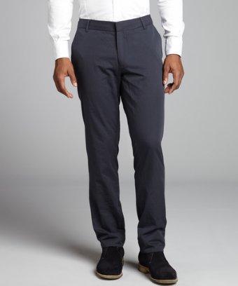 Shades Of Grey Navy Pinstripe Cotton Flat Front Pants