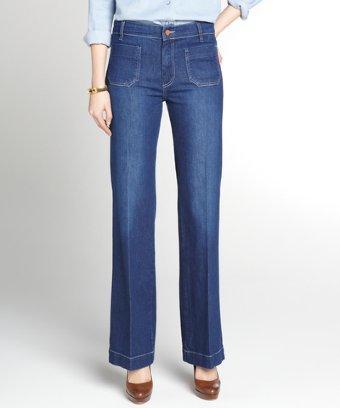 Mih Jeans Halley Blue Stretch Denim 'milan' Flared Jeans