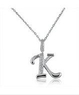 Amanda Rose Collection Diamond Initial K Pendant In Sterling Silver