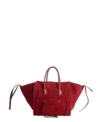 Celine Burgundy Suede 'phantom' Luggage Top Handle Square Tote