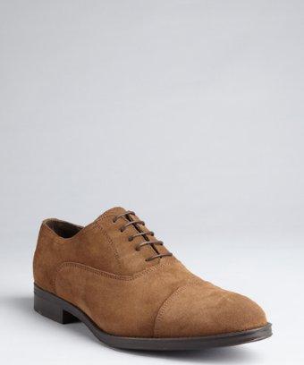 A. Testoni Basic Tobacco Suede Cap Toe Oxfords