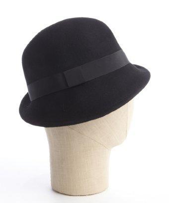 Grace Hats Black Wool Felt Asymmetrical Brim Hat