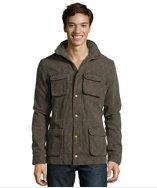 Slate & Stone Green Olive Floral Cotton 'roland' Cargo Pocket Hooded Jacket