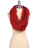 Paula Bianco Frayed Infinity Scarf In Red