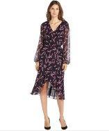 Yoana Baraschi Indigo Chiffon Woven 'little Feather' Printed Hi-low Dress